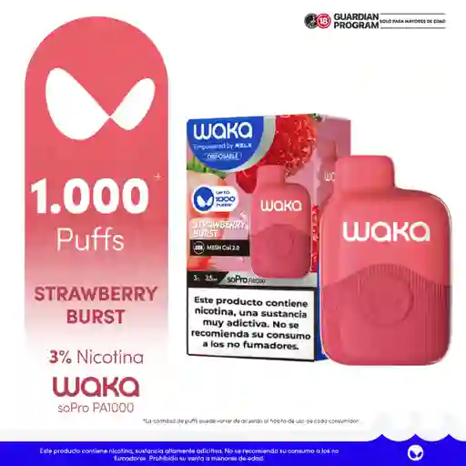 WAKA vape Mini Strawberry Burst 3% 1000 Puff 