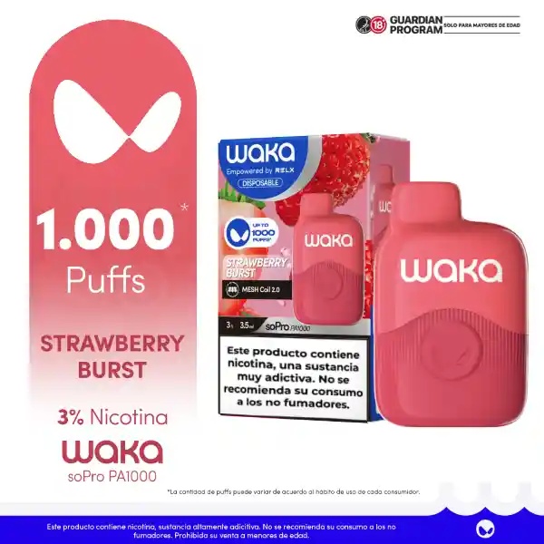 WAKA vape Mini Strawberry Burst 3% 1000 Puff 