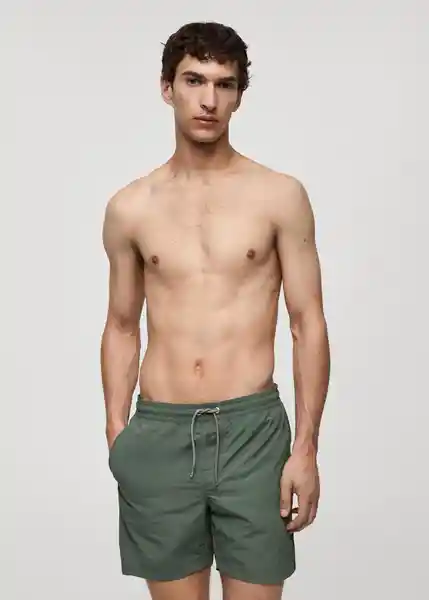 Short Bañador Liso Khaki Talla M Hombre Mango