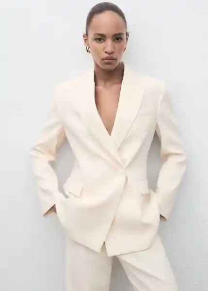 Blazer Americana Iguana Vainilla Talla M Mujer Mango