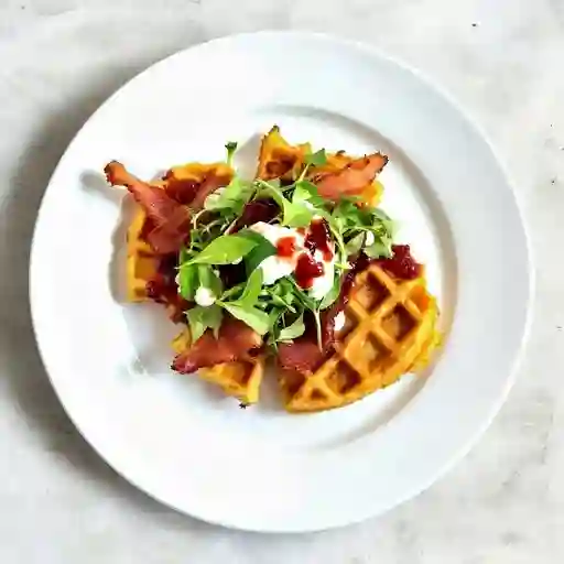 Waffle con tocineta