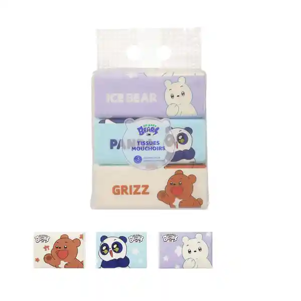 Pañuelos Desechables de la we Bare Bears Baby 3 Paquetes Miniso