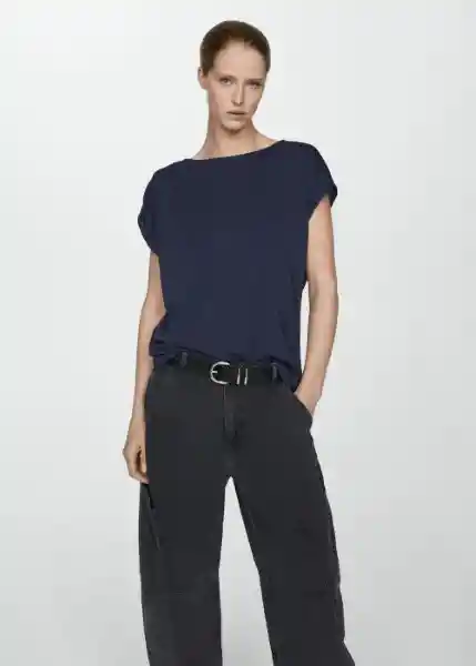 Camiseta Malbi Navy Talla M Mujer Mango