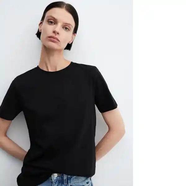 Camiseta Chalaca Negro Talla 28 Mujer Mango