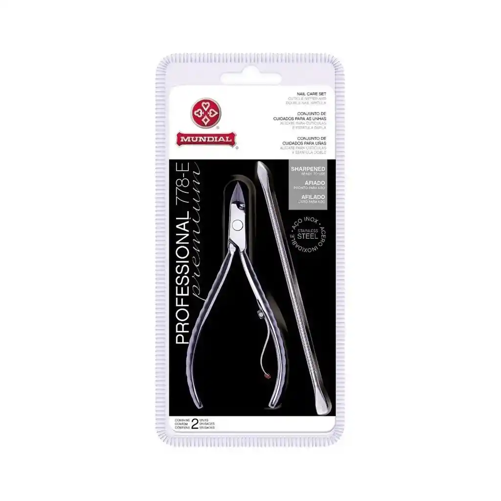 Mundial Alicate Cutícula + Espatula Doble Professional 778-e