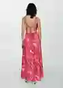 Vestido Pluma Fucsia Talla L Mujer Mango