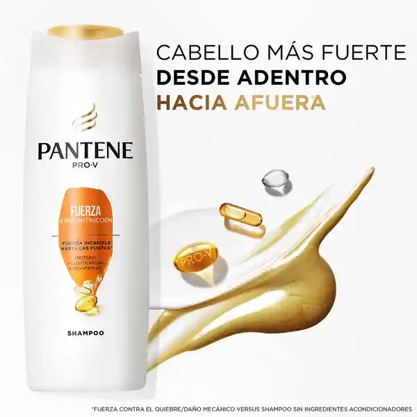 PANTENE Shampoo para cabello dañado Pantene Fuerza y Reconstrucción con Pro-vitaminas Proteínas y Aceite de Argán 200 ml