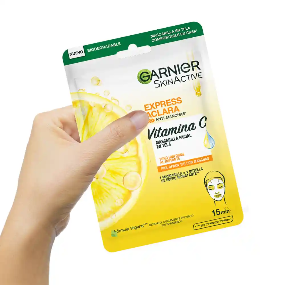Mascarilla Garnier En Tela Express Aclara Vitamina C 28 gr