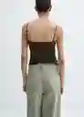 Top Bacará Khaki Talla M Mujer Mango