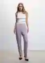 Pantalón Semiflu Malva Talla XS Mujer Mango