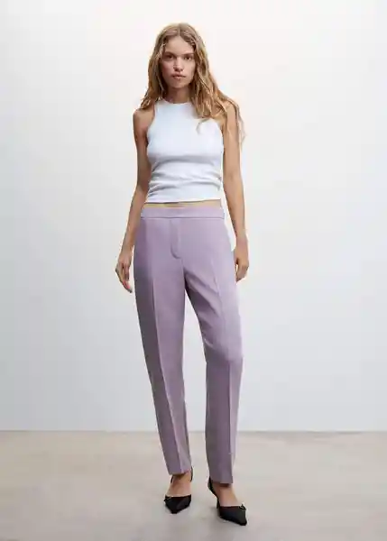 Pantalón Semiflu Malva Talla XS Mujer Mango