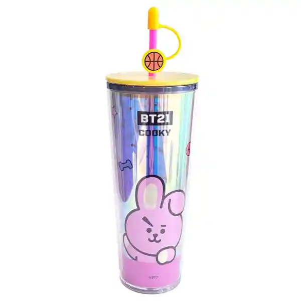 Bt21 Vaso de Plástico Con Pitillo Cooky Colección 800 mL