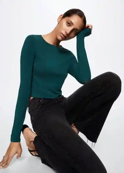 Camiseta Basi-L Verde Talla L Mujer Mango