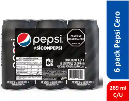 Pepsi Pack Gaseosa Cero 6 x 269 mL