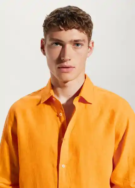 Camisa Calcuta Naranja Talla L Hombre Mango