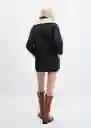 Abrigo Rulo Negro Talla M Mujer Mango