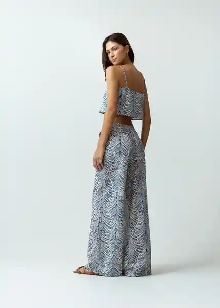 Pantalón Picci Mujer Azul Cetaceo Estampado Talla L Naf Naf