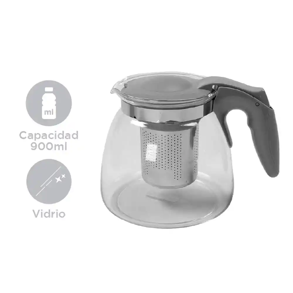 Tetera de Vidrio Tapa Gris Miniso 