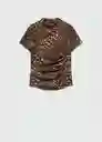 Camiseta Leo Marron Talla M Mujer Mango