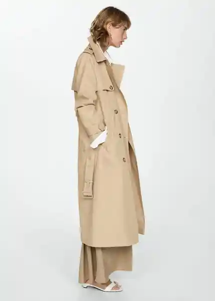 Saco Trench Eiffel Camel Talla S Mujer Mango