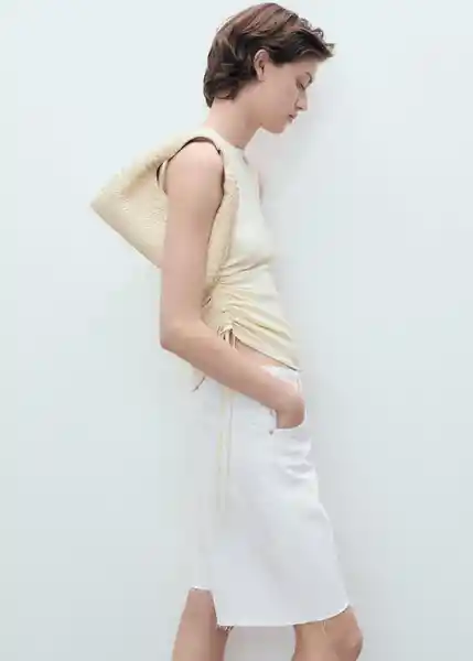 Bermuda Anne Blanco Talla 38 Mujer Mango