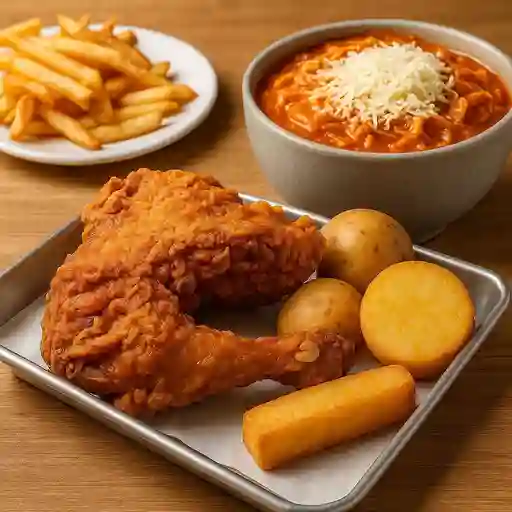 Ejecutivo broaster +1/2 espagueti mixto