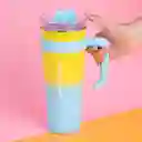 Vaso de Acero Con Pitillo Menta y Amarillo y Azul 1600 mL Miniso