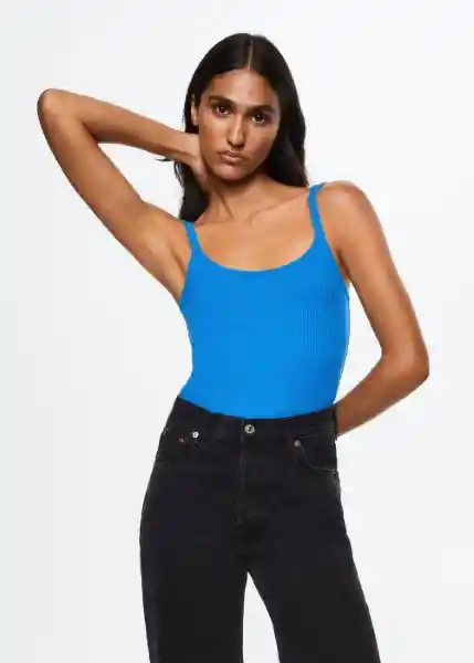 Top Tania Azul Talla M Mujer Mango