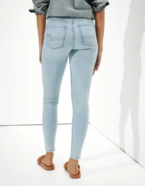 American Eagle Jegging Alto Next Level Gastado Azul Talla 6 Long