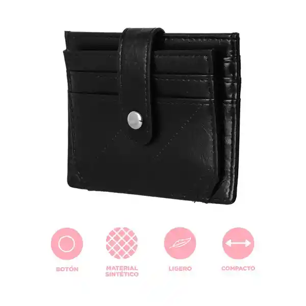 Tarjetero Con Líneas Bordadas Negro Serie Miniso