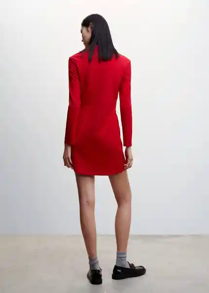 Vestido Gofre-H Rojo Talla L Mujer Mango