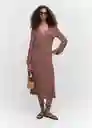 Vestido Pomo Burdeos Talla 18 Mujer Mango