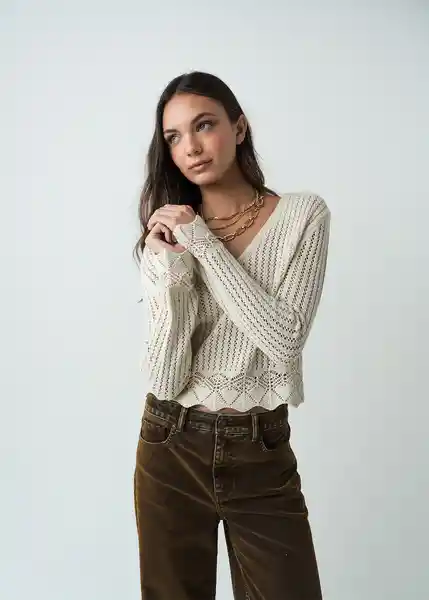 Saco Tejido Mujer Blanco Ponche Claro Talla M 582G089 Naf Naf