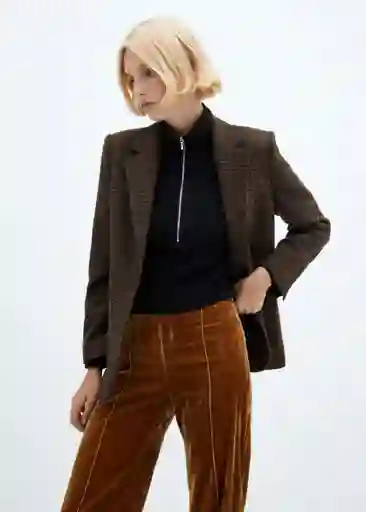Blazer Americana Bruna Marrón Talla S Mujer Mango