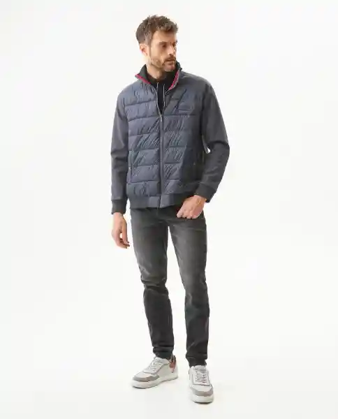 Chaqueta Mixed Fabrics Masculino Gris Acero Medio T M Chevignon