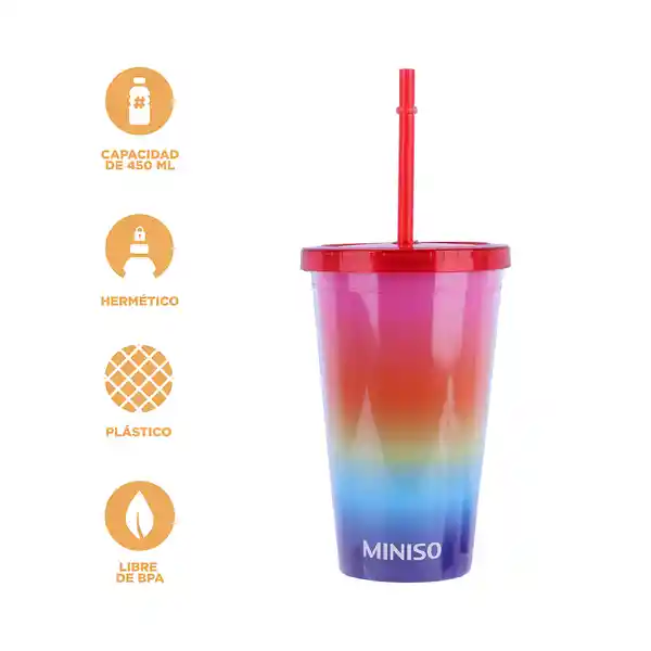 Vaso de Plástico Con Pitillo Serie Rainbow 3.0 Miniso