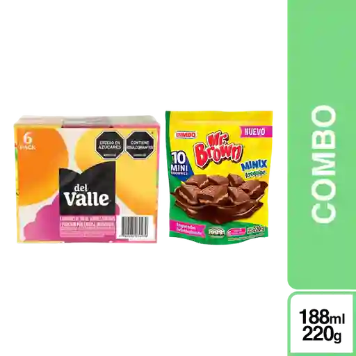 Combo Del Valle Frutal Surtido 188 mL 6 Und + Brownie Arequipe 75 g