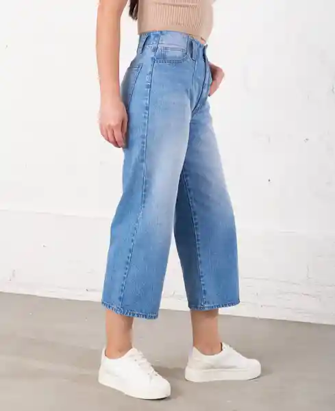 Jean Recto Crop Azul Índigo Medio Talla 6 Mujer Naf Naf