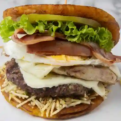 Combo patacon burguer mixto especial+gaseosa 250ml