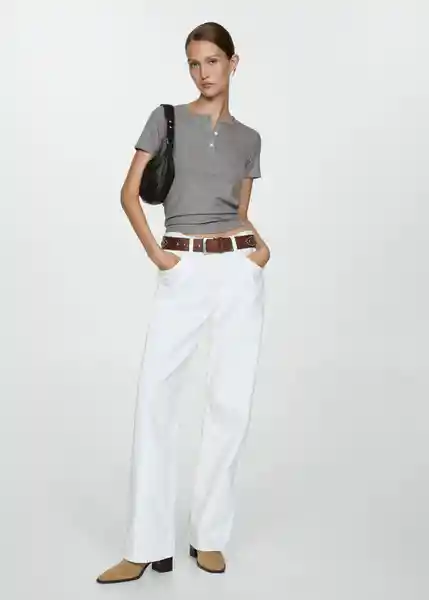 Camiseta Centeno Gris Talla M Mujer Mango