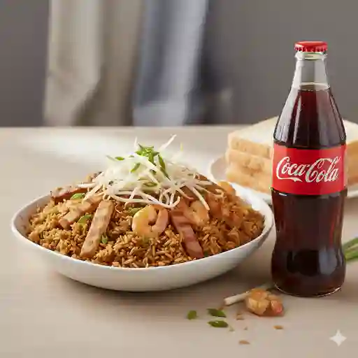 Arroz chino mediano + cocacola 1l