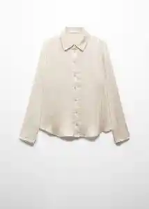 Camisa Plisi-W Crudo Talla L Mujer Mango