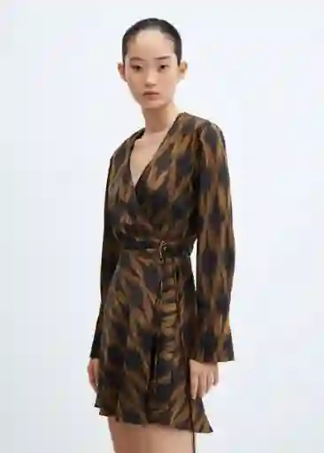 Vestido Rombi Negro Talla S Mujer Mango