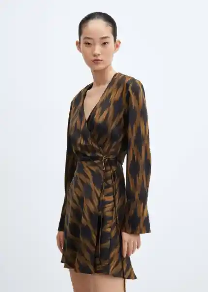 Vestido Rombi Negro Talla S Mujer Mango