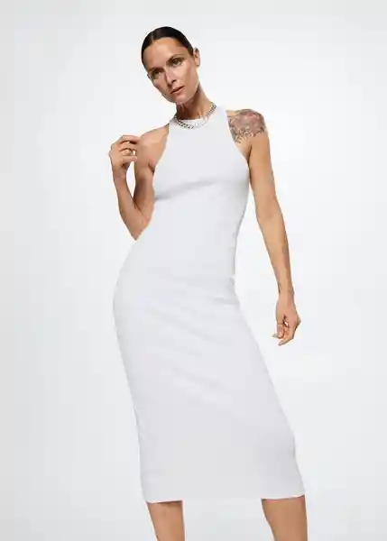 Vestido Ribo Blanco Talla S Mujer Mango