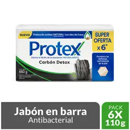 Jabón Antibacterial Protex Carbón Detox 110 g X6