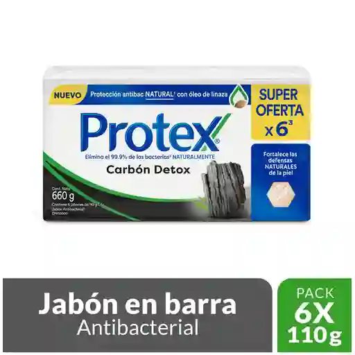 Jabon Antibacterial Protex Carbon Detox 110g x6