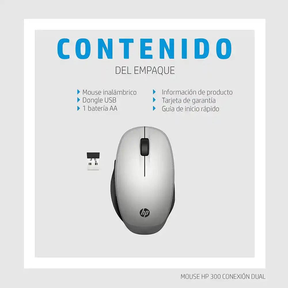 Mouse 300 Plata Dual Gris Hp 6Cr72Aa#Abm