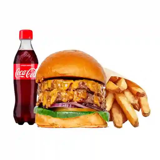 Combo hamburguesa doble carne con queso