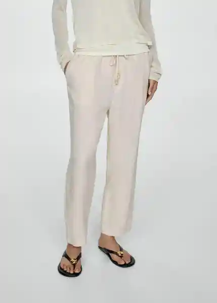 Pantalón Linen Crudo Talla 18 Mujer Mango